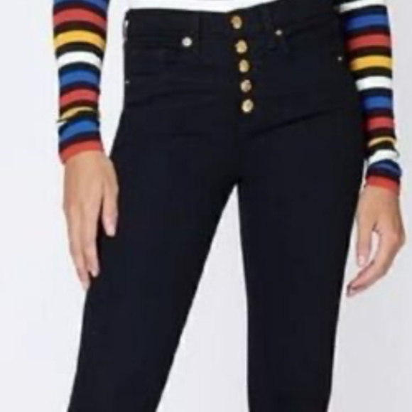 Veronica Beard Debbie with Gold Buttons 10” Skinny Jeans Black sz 25 - Picture 1 of 7